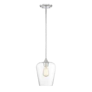 Octave 8 in. W x 10.5 in. H 1-Light Polished Chrome Pendant Light with Clear Glass Shade