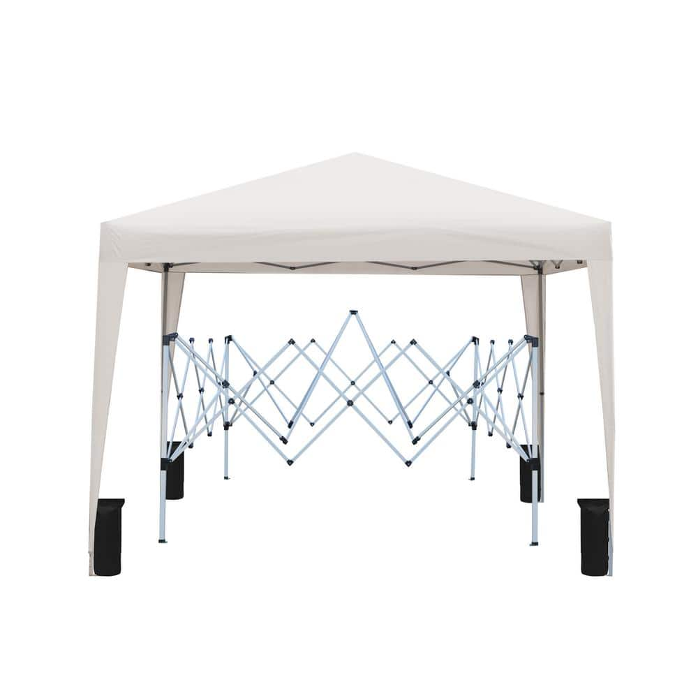 Beige 10 ft. x 10 ft. Pop Up Gazebo Canopy Tent with 4pcs Weight Sand ...