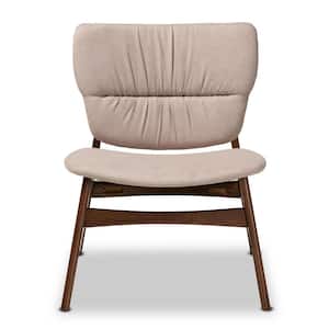 Benito Beige and Walnut Brown Accent Chair