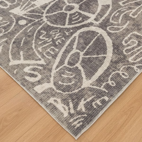 Sportsglyphs Ivory 6 ft. x 8 ft. Area Rug