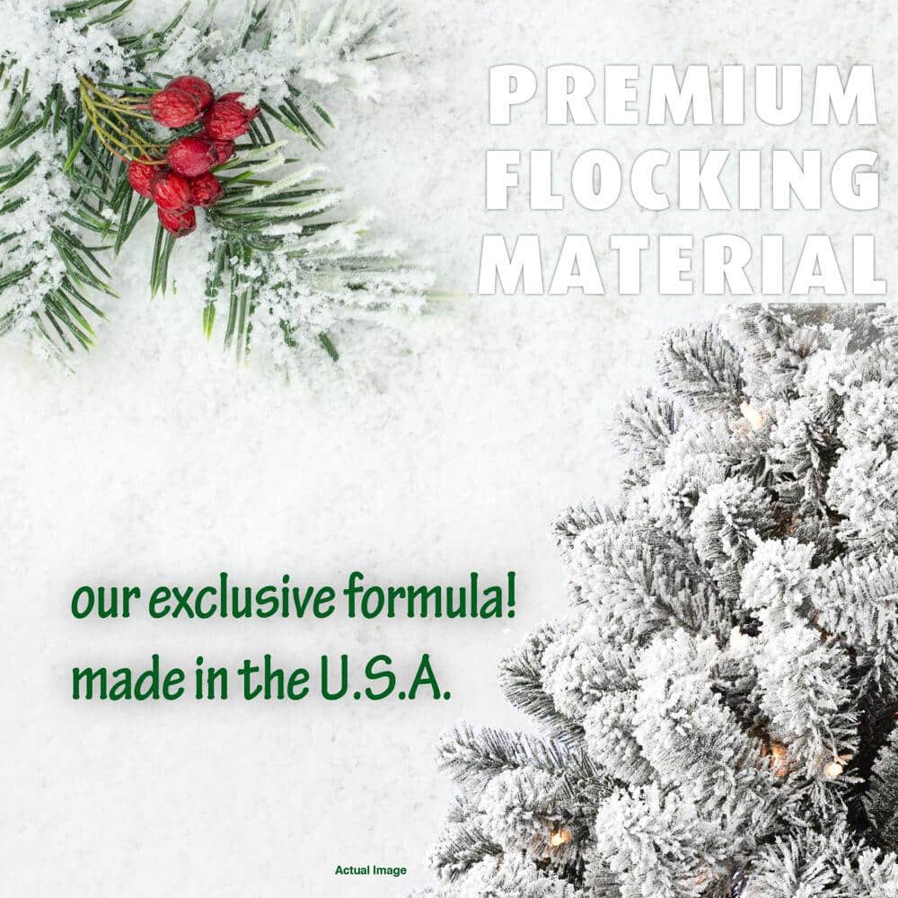 7.5-Ft White Flocked Alaskan Pine Christmas Tree with LED Lights