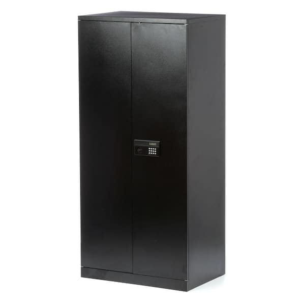 Sandusky 78 in. H x 36 in.W x 24 in. D 5-Shelf Steel Quick Assembly Keyless Electronic Coded Storage Cabinet in Black