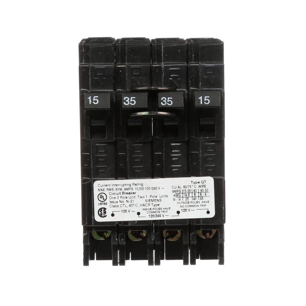 35 Amp Double-Pole and (2) 15 Amp Single-Pole Type QT Triplex Circuit Breaker price history on PriceWatchPro