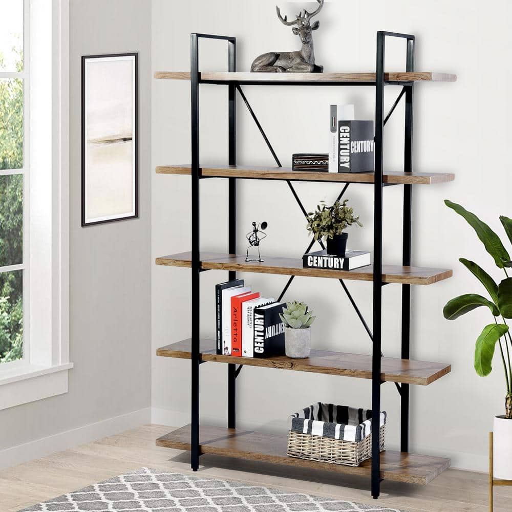 Homy Casa 32.3 in. Black Wood Storage 2-Shelf Small Bookcase for