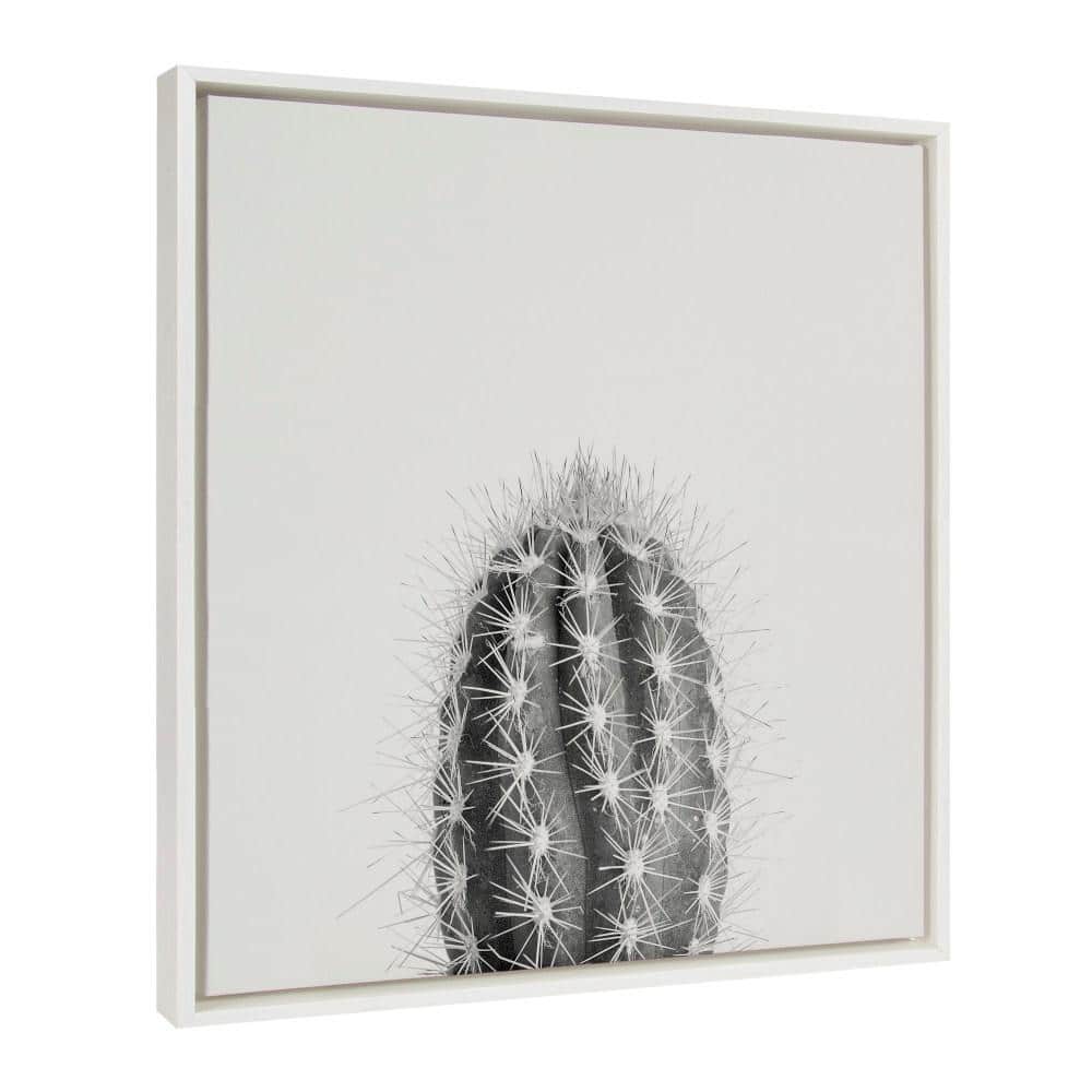 22" x 22" Black and White Framed Cactus Canvas Print