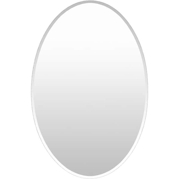 Livabliss Skyler 30 in. H x 22 in. W Oval Wood Frame Silver Decorative Mirror