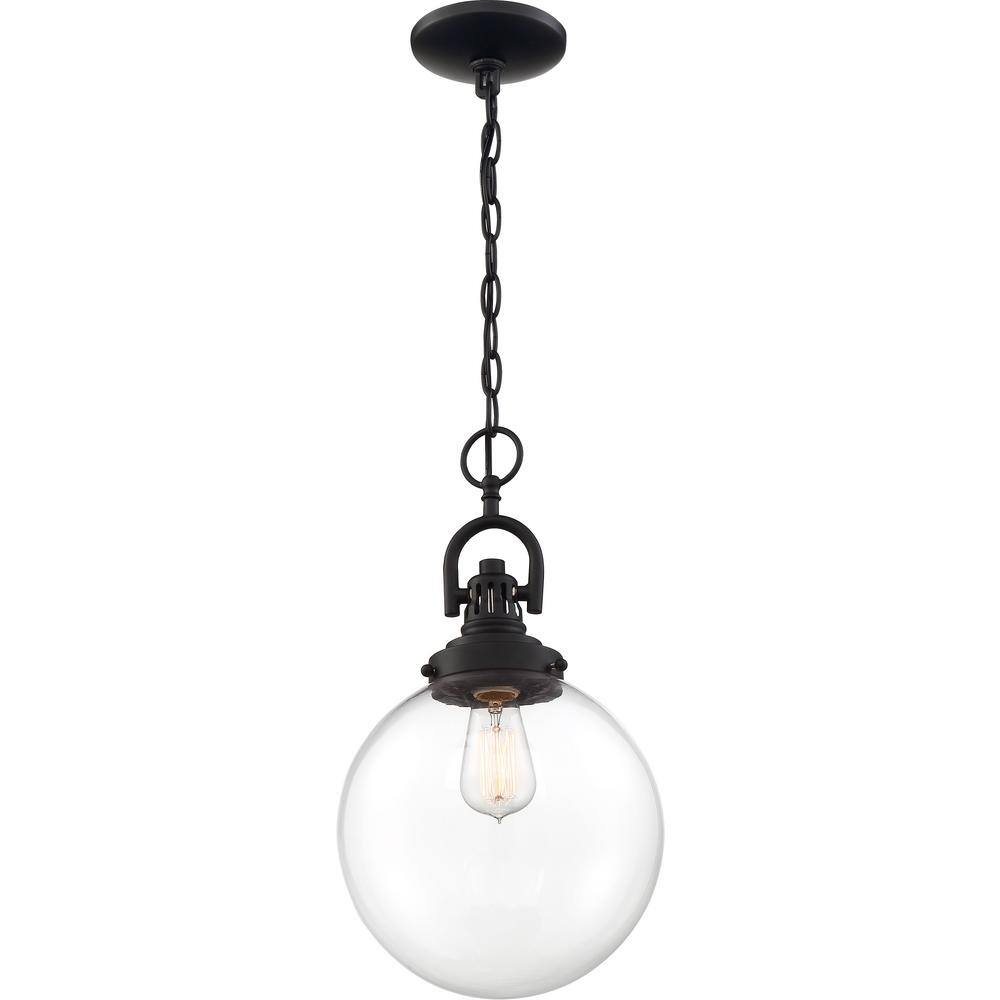 Aged Bronze Glass Globe Pendant Light with Adjustable Chain