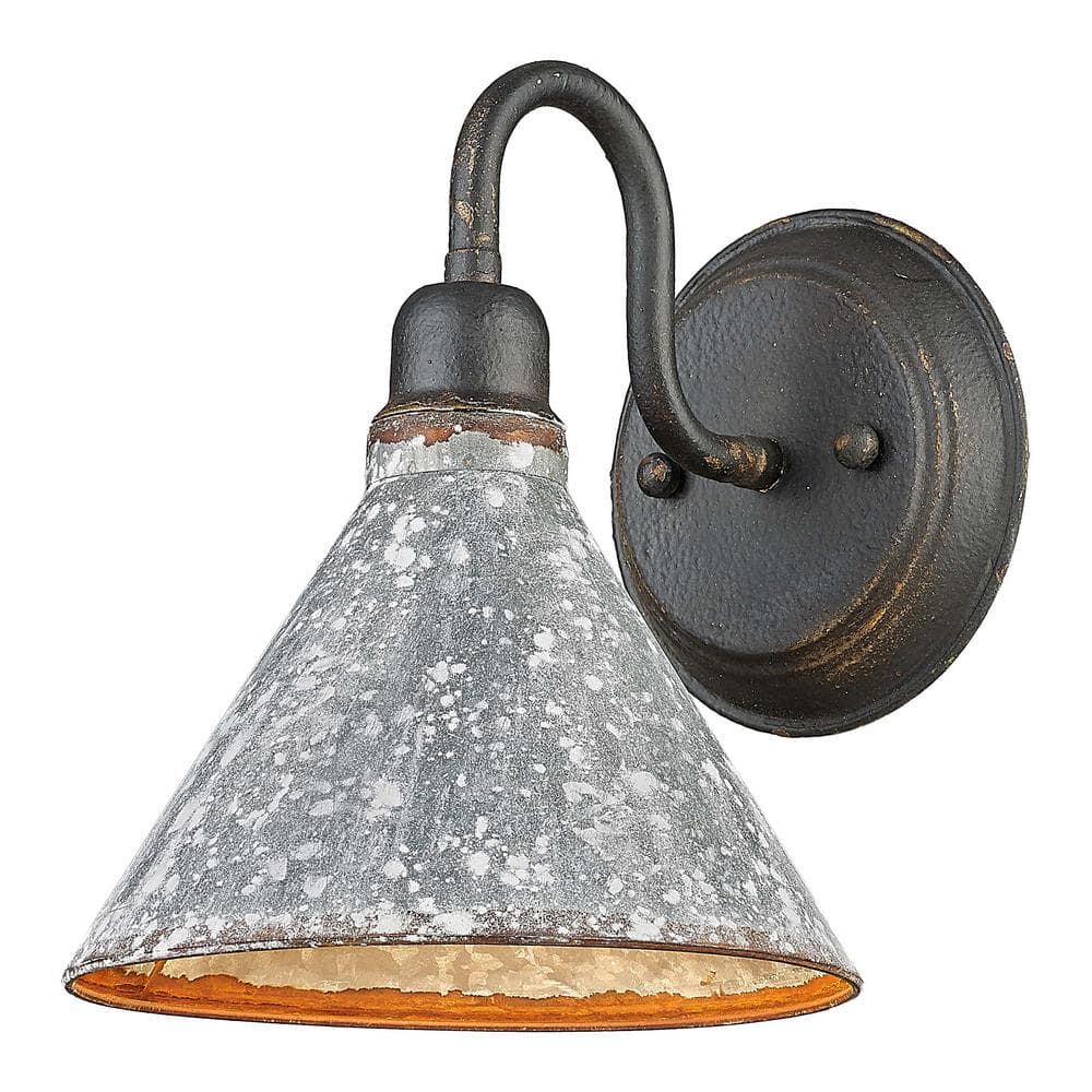 Jasper Antique Black Iron Dimmable Wall Sconce with Gray Shade