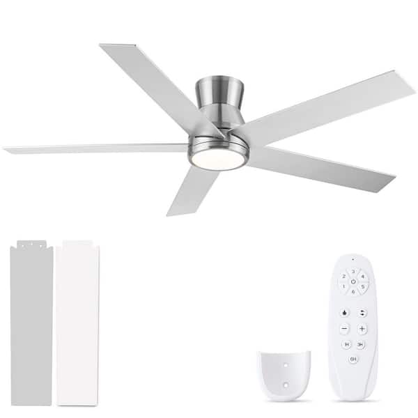 YUHAO FanFusion 52 in. Indoor Brushed Nickel Ceiling Fans with LED Light Kit and Remote Control