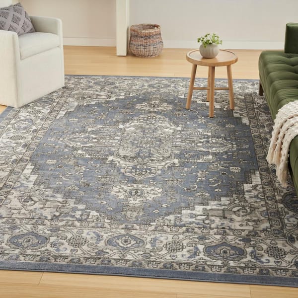 Concerto Blue 8 ft. x 10 ft. Center medallion Transitional Area Rug
