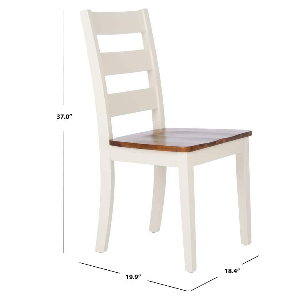 Silio White and Natural Ladder Back Dining Chairs, Set of 2