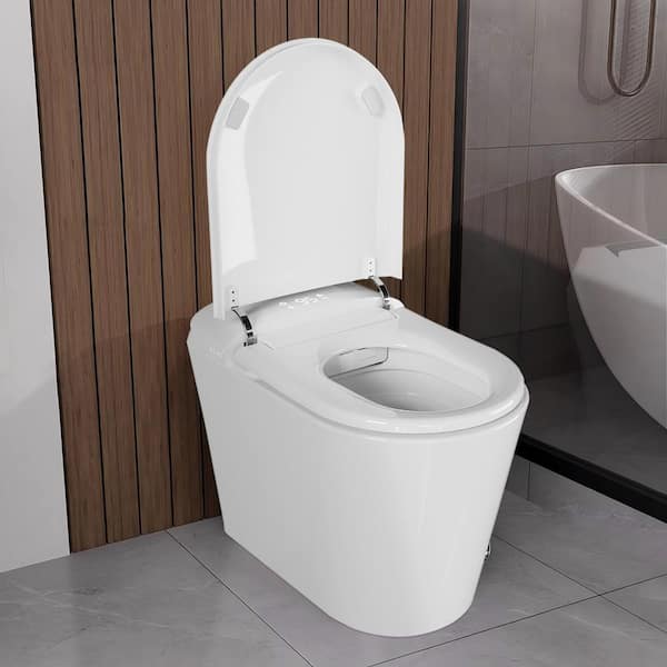 UPIKER Smart Single Flush Round Toilet with Heated Seat & Auto Functions, White