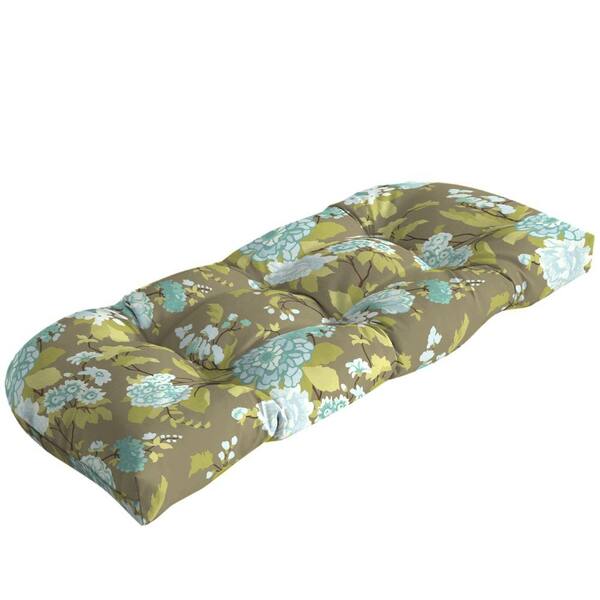 Hampton Bay Virginia Floral Tufted Outdoor Bench Cushion