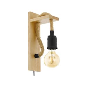 Rampside 5.31 in. W x 11.81 in. H 1-Light Natural Wood Wall Sconce with Open Bulb