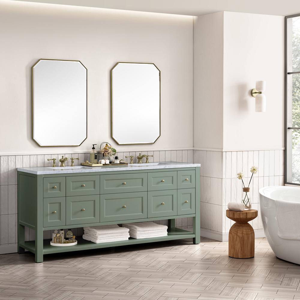 Smokey Celadon 72" Double Vanity with Solid Wood and Veneer