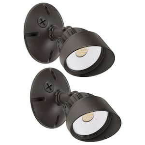 13-Watt - 55W Incandescent Equivalence - 800 Lumens, 220-Degree Brown 1 Head Outdoor Integrated LED Flood Light (2-Pack)
