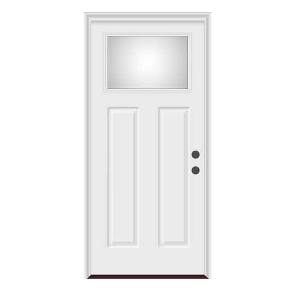 GENESIS ENTRIES 36 in. x 80 in. Left-Hand/Inswing Craftsman 1/4 Toplite Clear Glass Pre-Finished Steel Prehung Front Door w/ PVC Frame