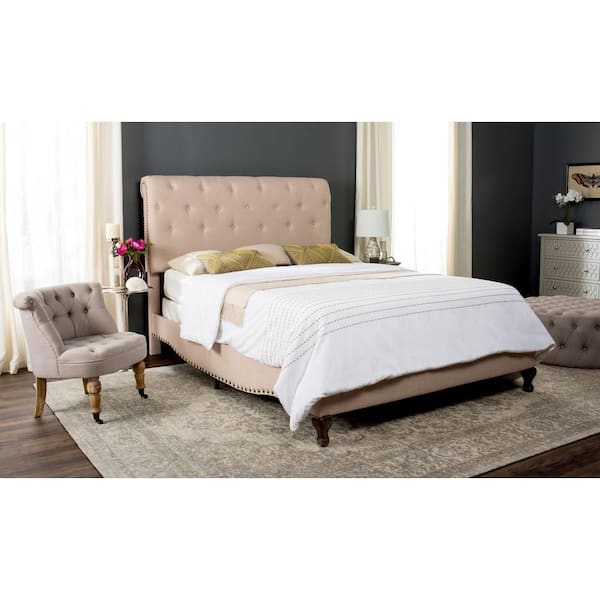 Safavieh Hathaway Light Beige Twin Upholstered Bed