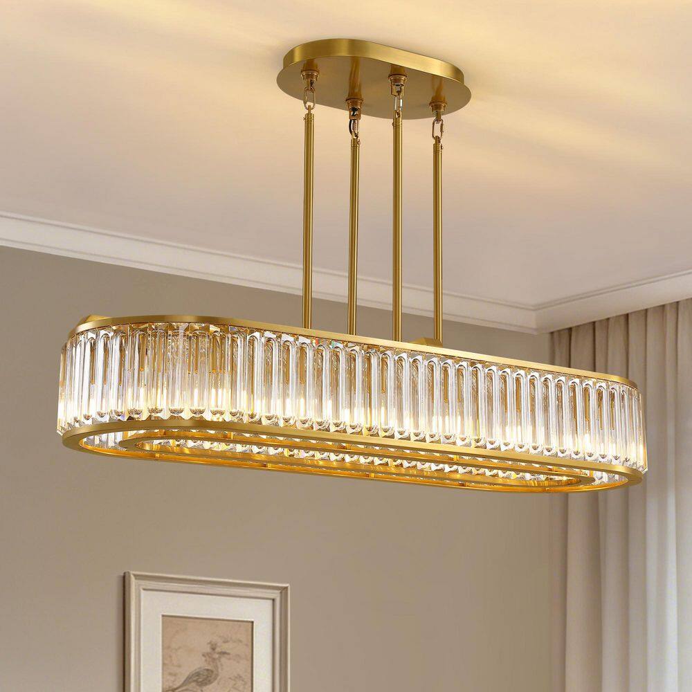 50 in. Modern 16-Light Double-Layer Gold oval crystal Chandelier suitable for the kitchen living room and foyer price history on PriceWatchPro