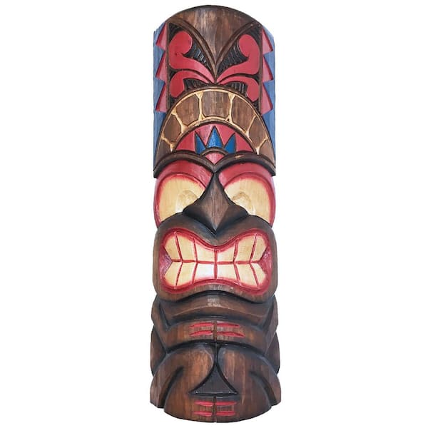 Backyard X-Scapes 20 in. Tiki Mask Love Hand-Carved Wood Wall Decor
