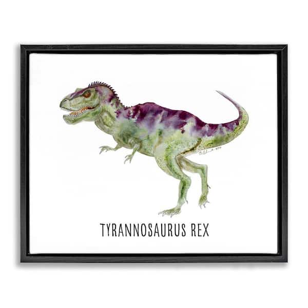 Stupell Industries Tyrannosaurus Rex Dinosaur Learning by Brett Blumenthal Black Floater Frame Animal Graphic Art Print 17 in. x 21 in.
