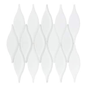 Zeille Ice White 9 in. x 11 in. Unique Shape Glossy Smooth Glass Mosaic Wall Tile (3.35 sq. ft./Case)