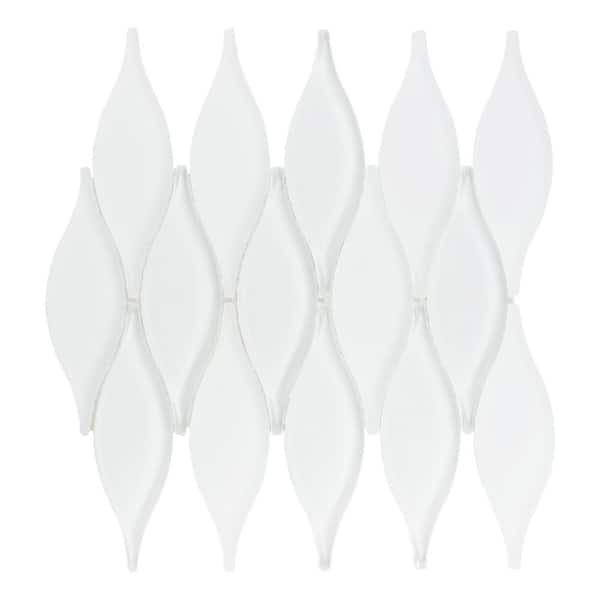 ANDOVA Zeille Ice White 9 in. x 11 in. Unique Shape Glossy Smooth Glass Mosaic Wall Tile (3.35 sq. ft./Case)