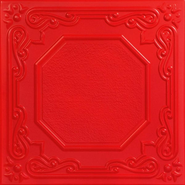 A La Maison Ceilings Topkapi Palace Red 1.6 ft. x 1.6 ft. Decorative Foam Glue Up Ceiling Tile (21.6 sq. ft./Case)
