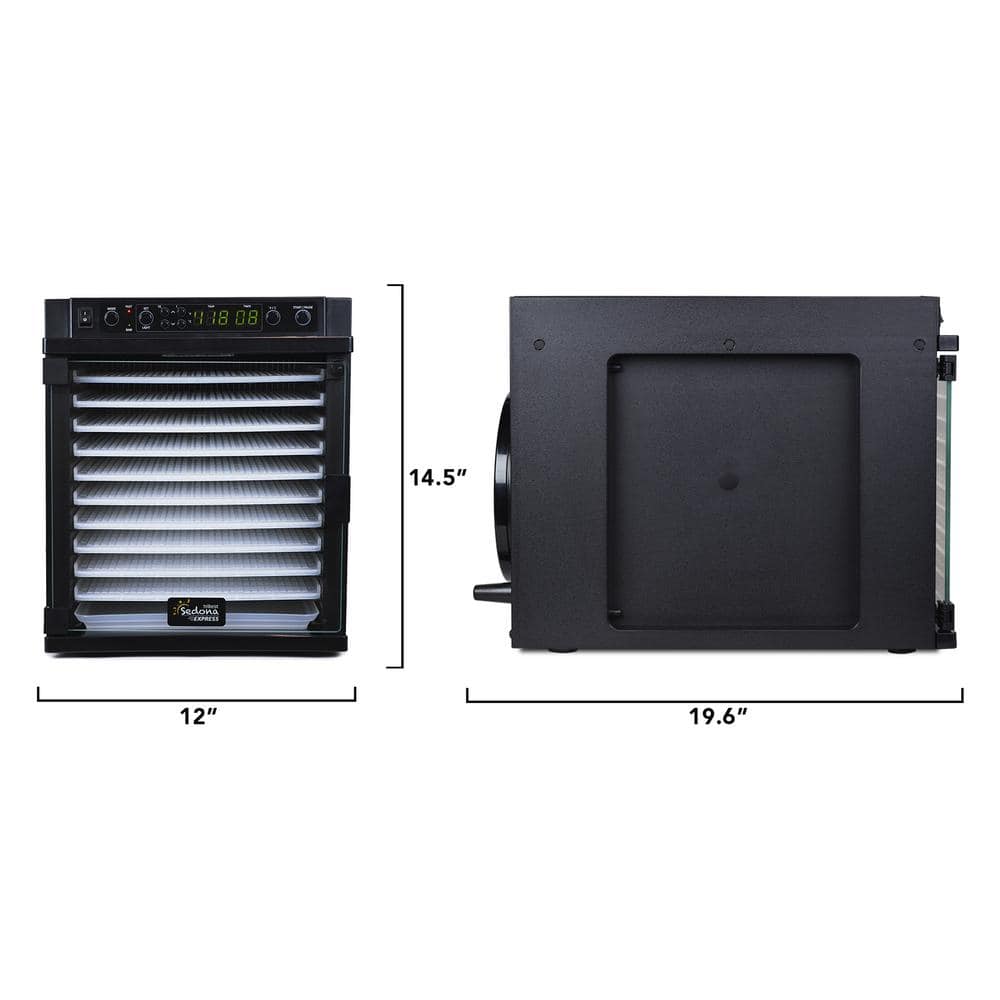 Black 11-Tray Digital Food Dehydrator with Adjustable Thermostat