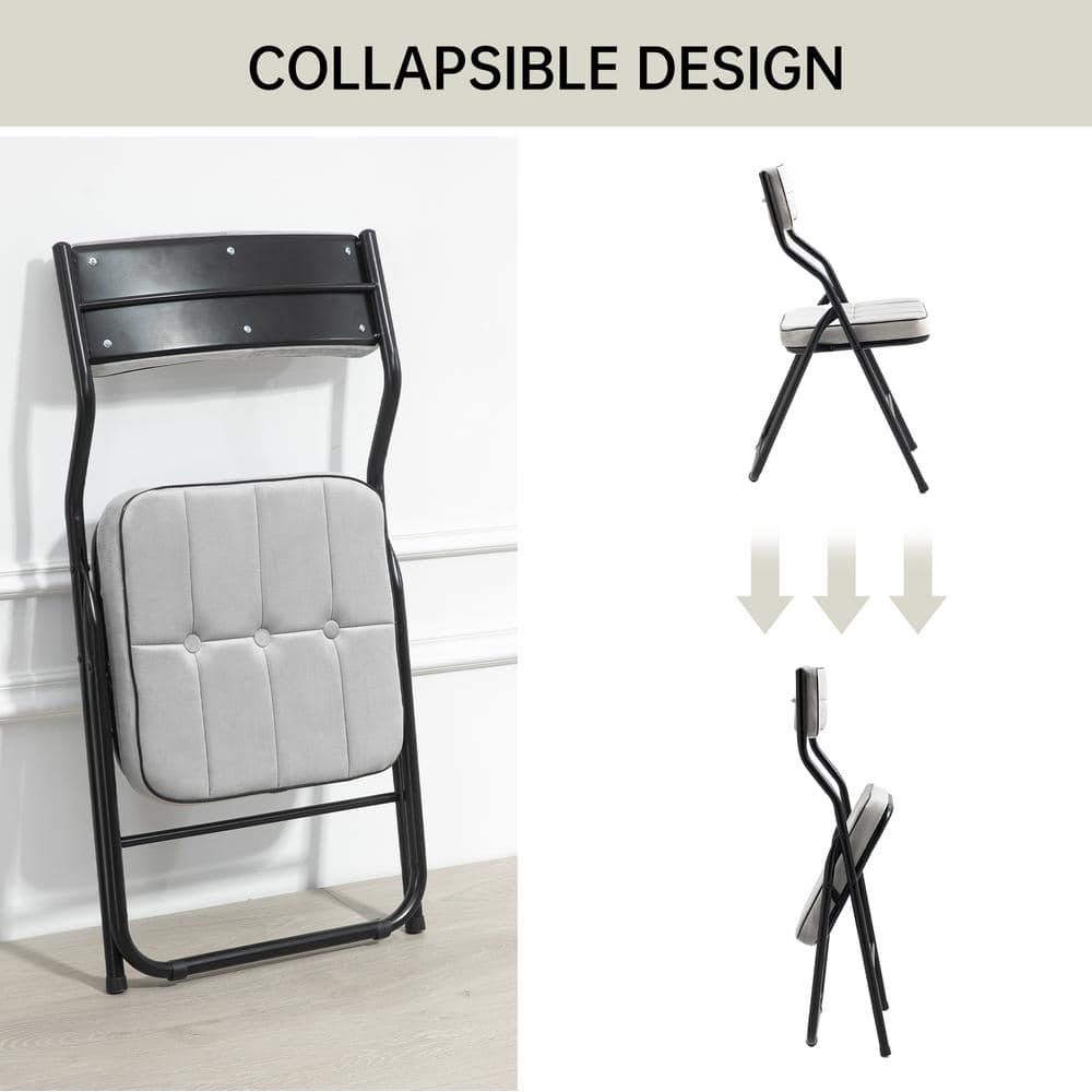 Moonmiss Steel Stackable Folding Dining Chairs with Padded Seats, Set of 4