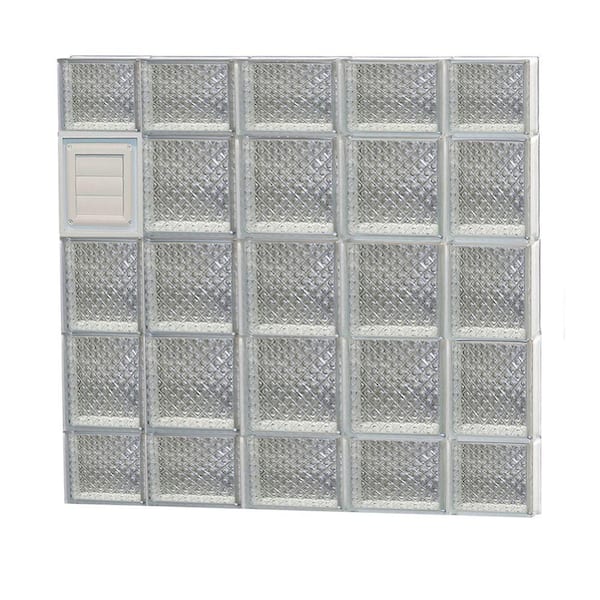 Clearly Secure 34.75 in. x 34.75 in. x 3.125 in. Frameless Diamond Pattern Glass Block Window with Dryer Vent