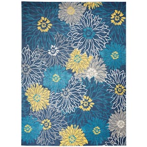 Passion Blue 7 ft. x 10 ft. Floral Contemporary Area Rug