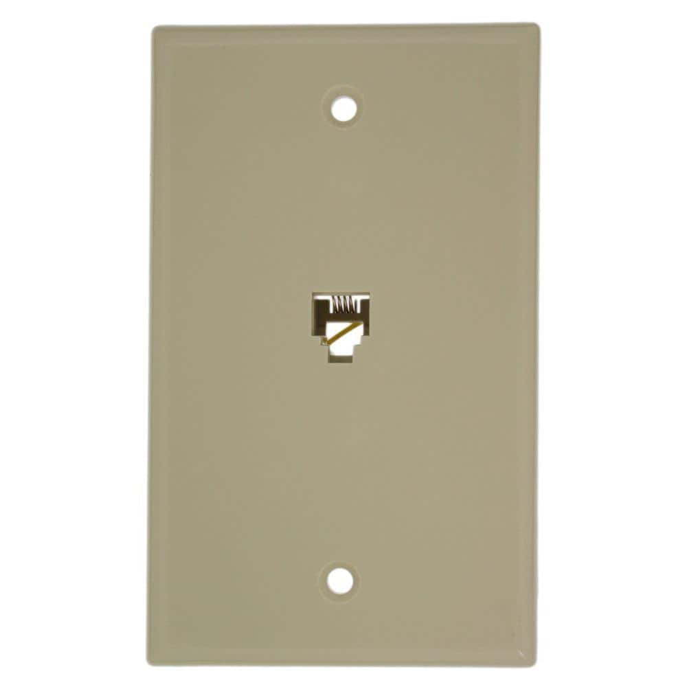 Leviton 6P4C Type 625B4 Wall Phone Jack, Ivory 40249I The Home Depot