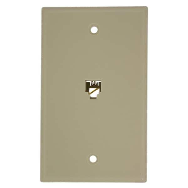 Leviton 6P4C Type 625B4 Wall Phone Jack, Ivory 40249-I