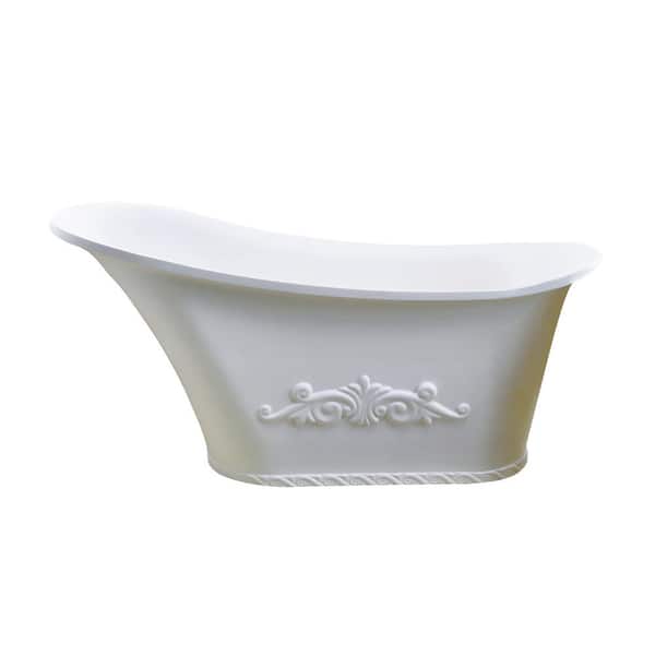 Barclay Products Ayanna 59 in. Resin Slipper Flatbottom Non-Whirlpool Bathtub in Matte White