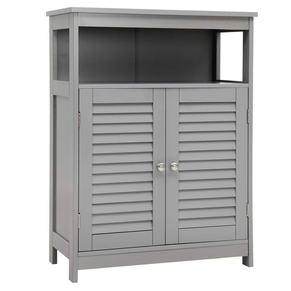 24-in W x 12-in D x 32-in H Gray Wood Assembled Freestanding Bathroom Stora
