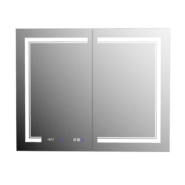 Hans 40 in. W x 32 in. H Rectangular Aluminum Medicine Cabinet with Mirror