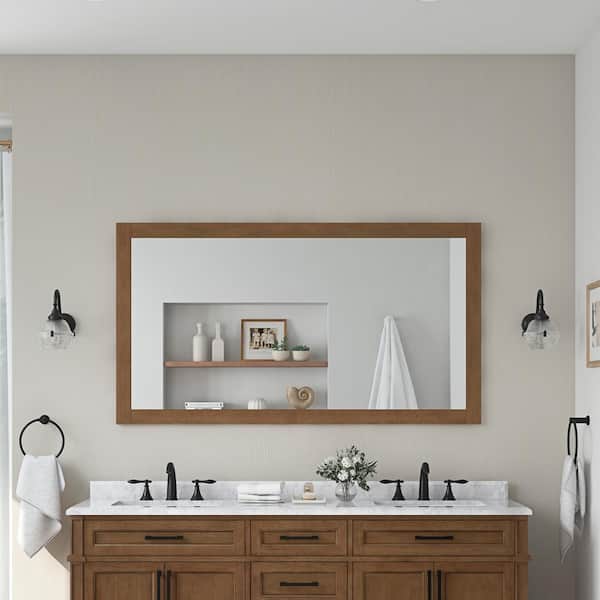 Home Decorators Collection Caville 60 in. W x 32 in. H Rectangular Framed Wall Mount Bathroom Vanity Mirror in Almond Toffee