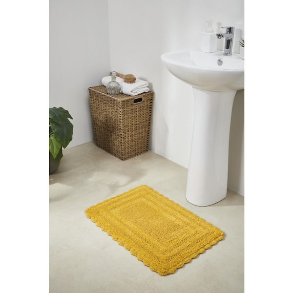 Better Trends Lilly Crochet Collection 17 in. x 24 in. Yellow 100% Cotton Rectangle Bath Rug