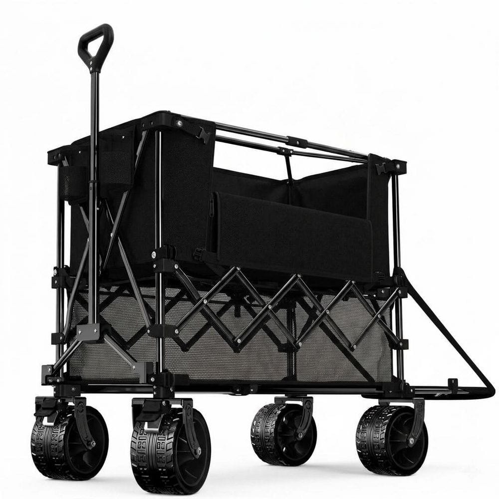 14.16 cu. ft. Oxford Fabric Garden Cart Heavy Duty Collapsible Double Decker Wagon All-Terrain Wheels Black price history on PriceWatchPro