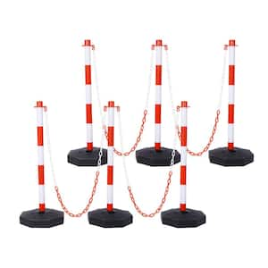 6-Pack Red 11.25 in. x 11.25 in. x 2.7 ft. Composite Fence Picket Post Cones with Fillable Base and 5 ft. Chain