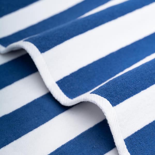 American Soft Linen Beach Towels, Cabana Striped 30x60 in., 100% Cotton, Pool Towel, Navy Blue