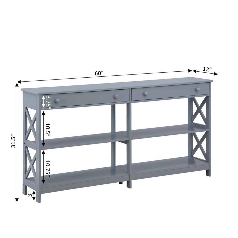 Oxford Gray 60" Wood and Metal Console Table with Storage