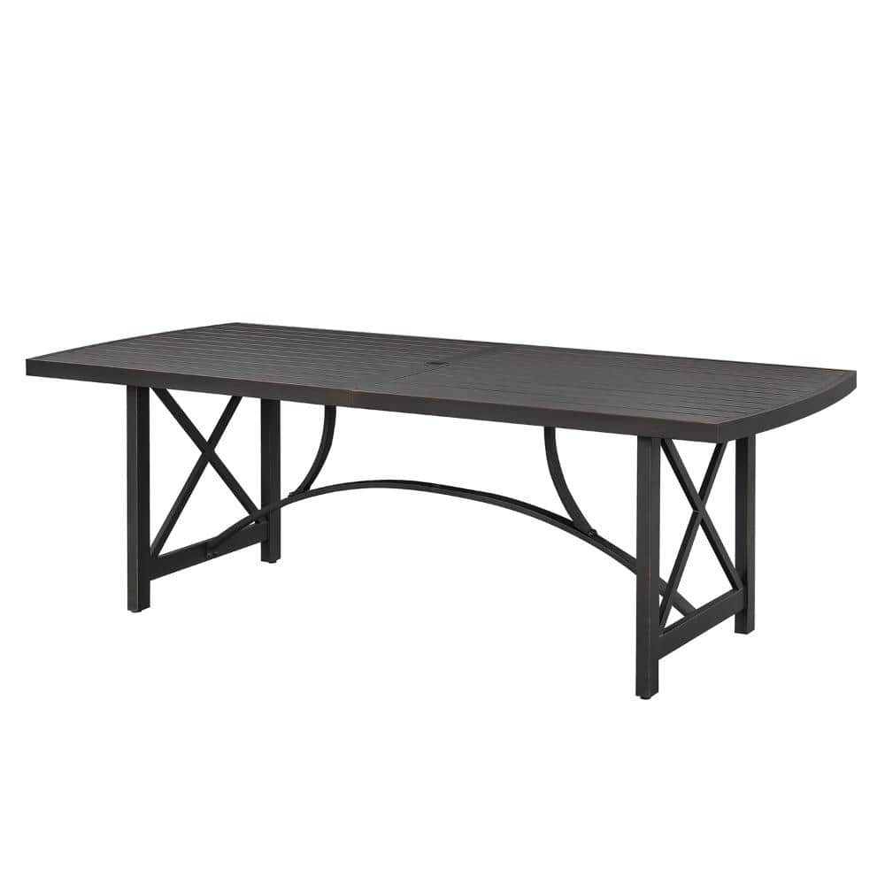 8-Person Rectangle Aluminum Outdoor Patio Dining Table with Umbrella Hole, Gunmetal price history on PriceWatchPro