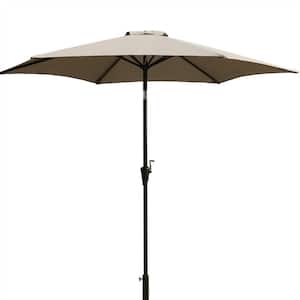 9 ft. Hexagon Aluminum Market Tilt Patio Umbrella in Gray with Crank for Garden Deck Backyard Poolside