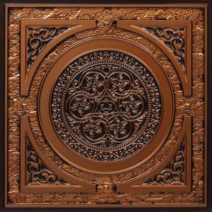 Steampunk 2 ft. x 2 ft. PVC Glue-up or Lay-in Ceiling Tile in Antique Copper