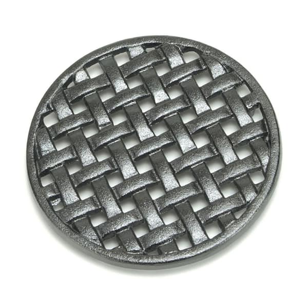 Round Cast Iron Lattice Trivet, 6.5 Inch Diameter, Black