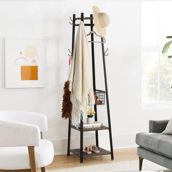 VECELO Industrial Coat Rack Freestanding, Brown 2-Clothes VECELO Industrial Coat Rack Freestanding, Brown 2-Clothes
