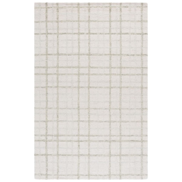 Ebony 5 ft. x 8 ft. Sage/Ivory Geometric Lattice Area Rug