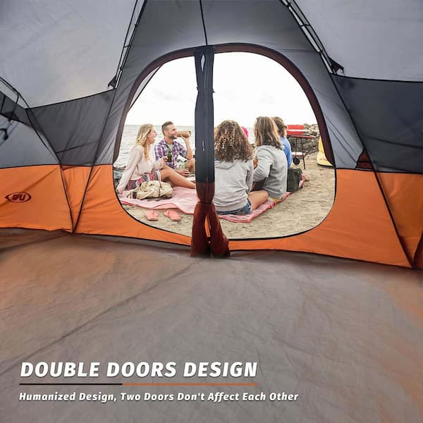Zeus & Ruta 10-Person Orange Family Camping Tent with 5